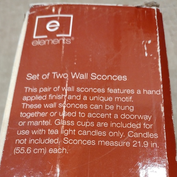 Elements 22" Black Metal Swirl Sconces with 3 Glass Tea Light Holders (Set of 2) - Picture 4 of 6